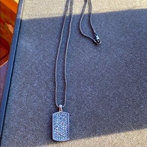 Parklane gun metal 19” necklace with dog tag
